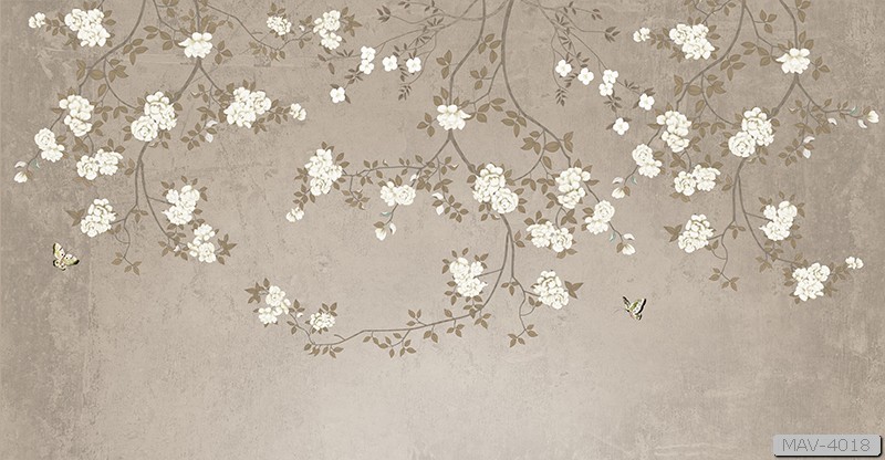 Cành hoa hồng leo màu trắng phong cách nhật - tối giản MAV-4018